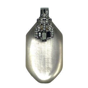 Alexis Bittar Signed Silver Lucite Pendant With Rhinestones Art Deco Style
